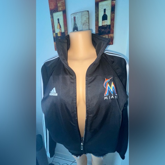 NWT ADIDAS MARLINS MIAMI BLACK ZIP CLOUSURE IN FRONT SIZE L(14-16) Jr (6) - Picture 8 of 9